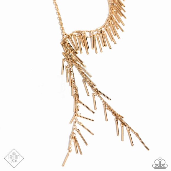 Linear Leap - Gold Necklace - Picture 4 of 4